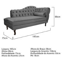Kit Diva Recamier Diana 185cm Lado Esquerdo e 02 Poltronas Julia Linho Cinza escuro - 5
