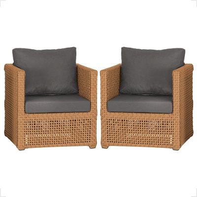 2 Poltronas Madri Alumínio Corda Náutica Estofado 11 Trama Terra Cota