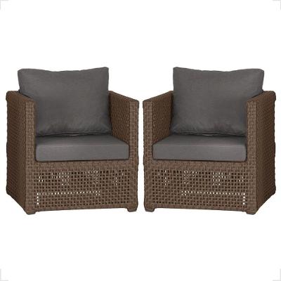 2 Poltronas Madri Alumínio Corda Náutica Estofado 11 Trama Marrom