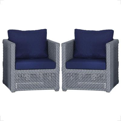 2 Poltronas Madri Alumínio Corda Náutica Estofado 10 Trama Prata