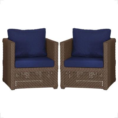 2 Poltronas Madri Alumínio Corda Náutica Estofado 10 Trama Marrom