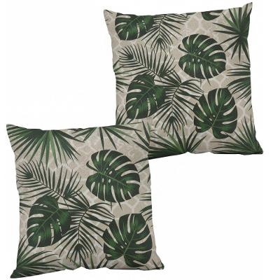 2 Almofadas Cheias Sofa Sala Impermeável Decorativa Antimofo Floral Verde
