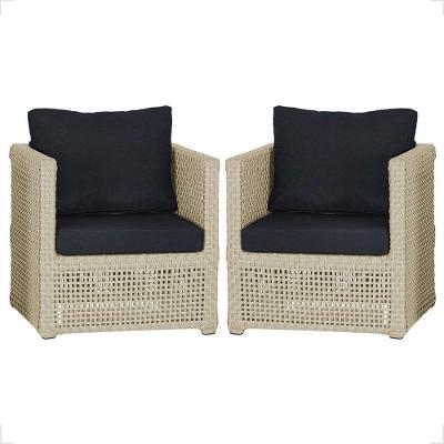 2 Poltronas Madri Alumínio Corda Náutica Estofado 12 Trama Rami