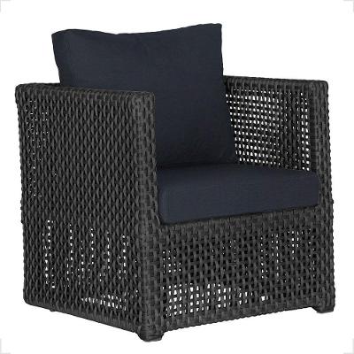 1 Poltrona Madri Alumínio Corda Náutica Estofado 12 Trama Preto