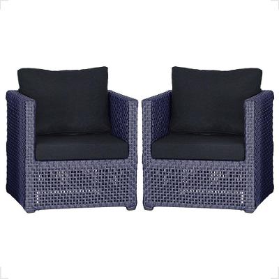 2 Poltronas Madri Alumínio Corda Náutica Estofado 12 Trama Azul