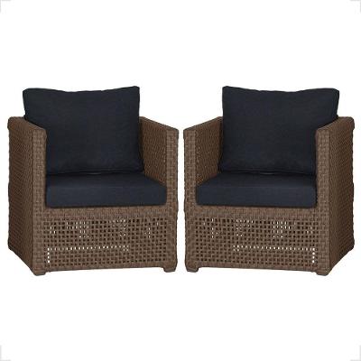 2 Poltronas Madri Alumínio Corda Náutica Estofado 12 Trama Marrom