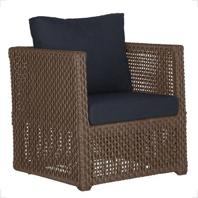 1 Poltrona Madri Alumínio Corda Náutica Estofado 12 Trama Marrom