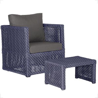 Mesa E 1 Poltrona Madri Corda Náutica Estofado 11 Trama Azul