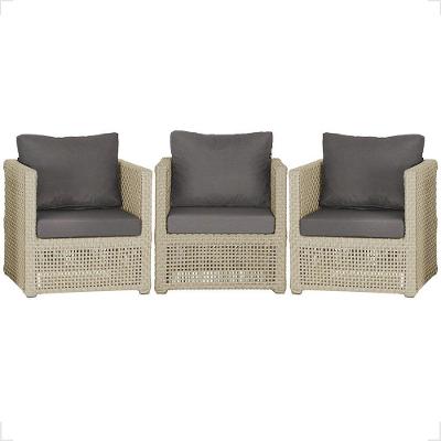 3 Poltronas Madri Alumínio Corda Náutica Estofado 11 Trama Rami