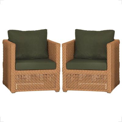 2 Poltronas Madri Alumínio Corda Náutica Estofado 13 Trama Terra Cota