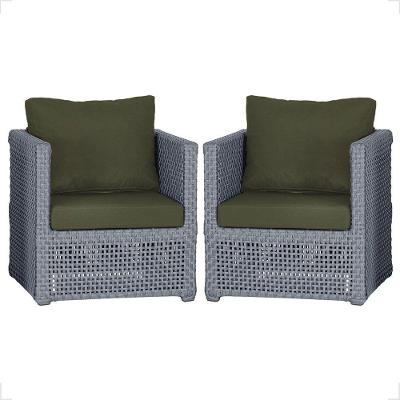 2 Poltronas Madri Alumínio Corda Náutica Estofado 13 Trama Prata