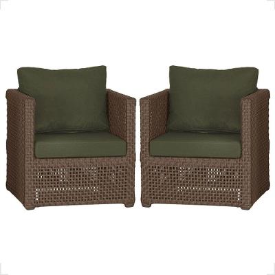 2 Poltronas Madri Alumínio Corda Náutica Estofado 13 Trama Marrom