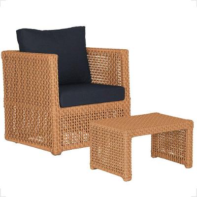 Mesa E 1 Poltrona Madri Corda Náutica Estofado 12 Trama Terra Cota