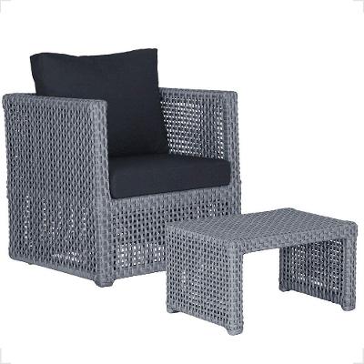 Mesa E 1 Poltrona Madri Corda Náutica Estofado 12 Trama Prata