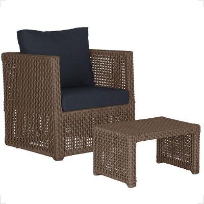 Mesa E 1 Poltrona Madri Corda Náutica Estofado 12 Trama Marrom