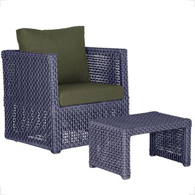 Mesa E 1 Poltrona Madri Corda Náutica Estofado 13 Trama Azul