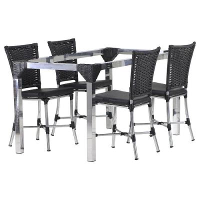 Kit 4 Cadeiras Angra E Mesa De 80cm Haiti Jardim Em Alumínio Cappuccino