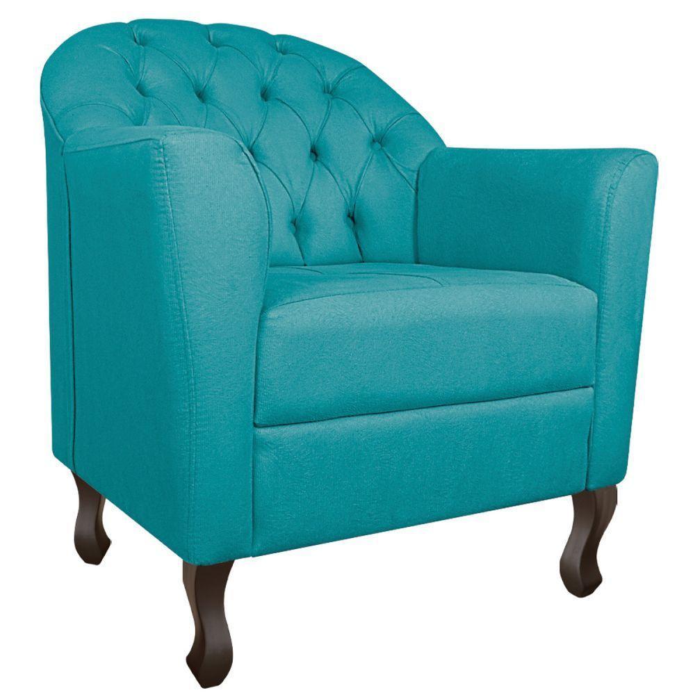 Kit Diva Recamier Diana 160cm Lado Direito e 02 Poltronas Julia Suede Azul turquesa - 4