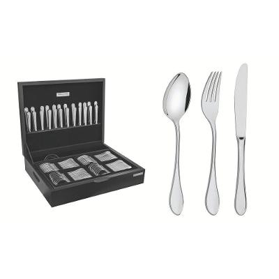 Faqueiro Tramontina Italy 101 Peças Aço Inox Com Facas Mesa Forjadas 6mm Alto Brilho Estojo Madeira Tramontina
