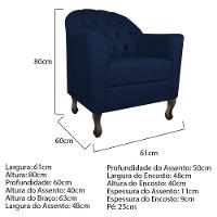 Kit Diva Recamier Diana 160cm Lado Direito e 02 Poltronas Julia Suede Azul Marinho - 2