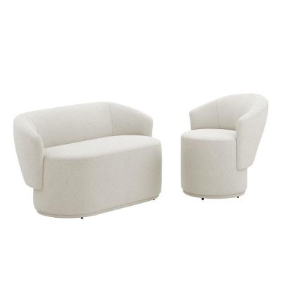 Conjunto Poltrona E Namoradeira Orgânica Mavi Bouclê Creme Desk Design