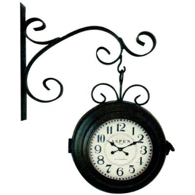 Relógio Estação Dupla Face Aspen Retrô Preto Metal Vintage