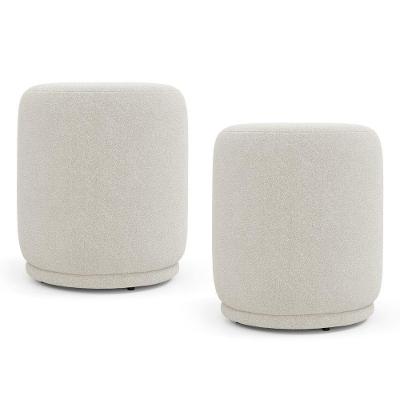 Kit 02 Puffs Decorativos Orgânicos Living Mavi Bouclê Creme - Desk Design