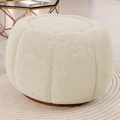 Puff Decorativo Estilo Abóbora Orgânico Shell Bouclê Bege - Desk Design