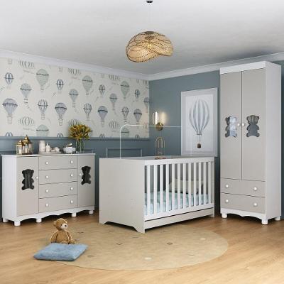 Quarto De Bebê Completo Com Berço Americano 3 Em 1 Ternura Multimóveis MP4659 Branco/off White