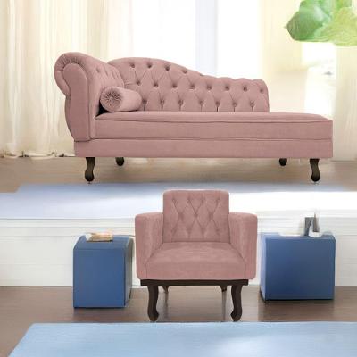 Kit Diva Recamier Diana 160cm Lado Direito e 01 Poltrona Classic Linho Rosê