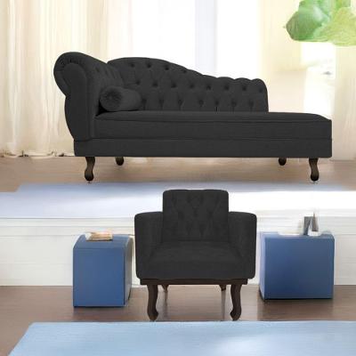 Kit Diva Recamier Diana 160cm Lado Direito e 01 Poltrona Classic Corano Preto