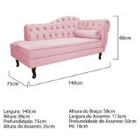 Kit Diva Recamier Diana 140cm Lado Esquerdo e 01 Poltrona Classic Suede Rosa Bebê - 3