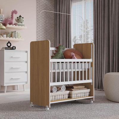 Berço Lótus Com Grade Móvel Mb1 Cor Savana Branco
