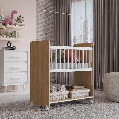 Berço Lótus Com Grade Fixa Mb1 Cor Savana Branco