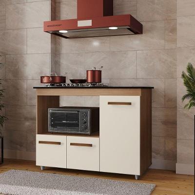 Balcão Dália Para Cooktop 5 Bocas 3 Portas Cozinha Mb1 120cm Cor Savana Off White