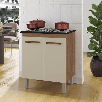 Balcão Vani Para Cooktop 4 Bocas 2 Portas Cozinha Mb1 70cm Cor Savana Off White