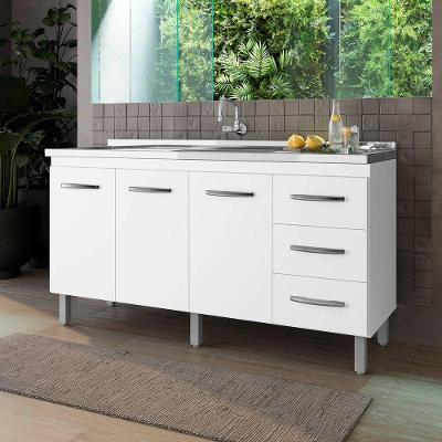 Balcão Cravo 3 Portas 3 Gavetas Cozinha Mb1 160cm Cor Branco Pc