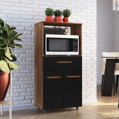 Armário Multiuso Luni 2 Portas 1 Gaveta Cozinha Mb1 Cor Savana Preto