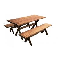 Mesa com 2 Bancos 1,90m de Madeira Maciça Moveis Adelin - 5