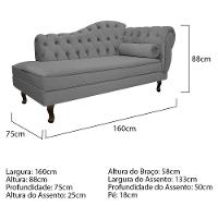 Kit Diva Recamier Diana 160cm Lado Esquerdo e 02 Poltronas Julia Suede Cinza - 5