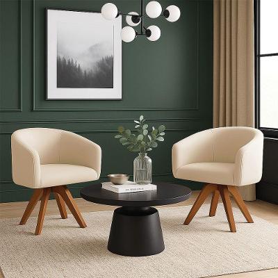 Poltrona Sala Base Giratória Madeira Kit 2 Arielle Veludo D03 - D'rossi Rose