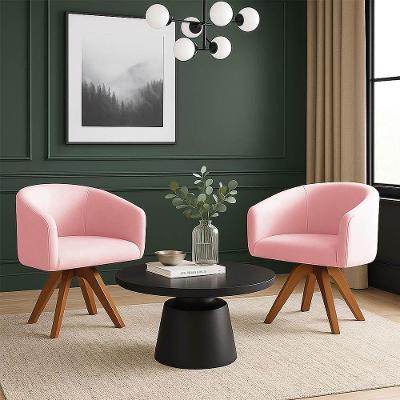 Poltrona Sala Base Giratória Madeira Kit 2 Arielle Suede D03 - D'rossi Rosa Bebê