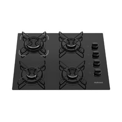 Cooktop a Gás Itatiaia Essencial 4 Bocas de Vidro Temperado Preto com Acendimento Automático Bivolt