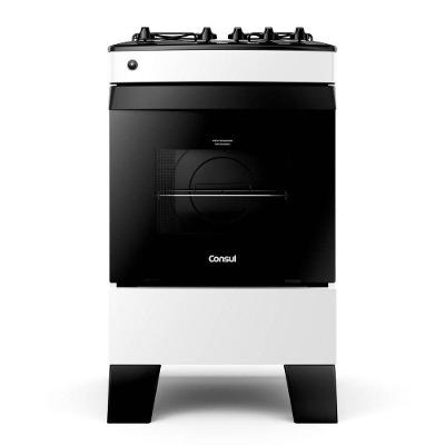 Fogão de Piso 4 Bocas a Gás Consul CFO4ZABUNA Mesa Esmaltada Branco Bivolt