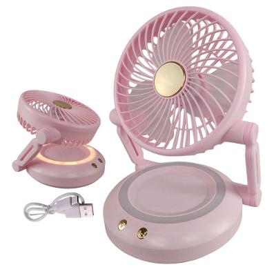 Ventilador Mesa Dobravel 3 Niveis Angulo Ajustavel Led Iluminaçao Recarregavel Portatil Verao Sol Calor
