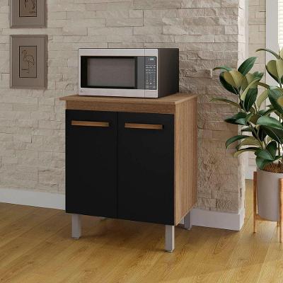 Armário Multiuso Lis 2 Portas Cozinha Mb1 Cor Savana Preto