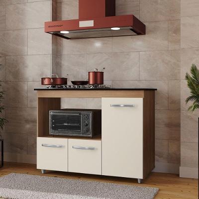 Balcão Dália Para Cooktop 5 Bocas 3 Portas Cozinha Mb1 120cm Cor Savana Off White Pc