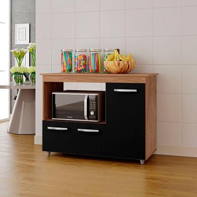 Armário Multiuso Bela 3 Portas Cozinha Mb1 Cor Savana Preto Pc