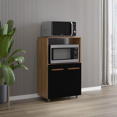 Armário Multiuso Nésia 2 Portas Cozinha Mb1 Cor Savana Preto