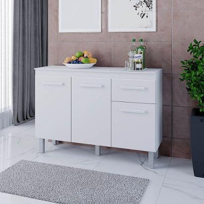 Balcão Zínia 3 Portas 1 Gaveta E Tampo Cozinha Mb1 120cm Cor Branco